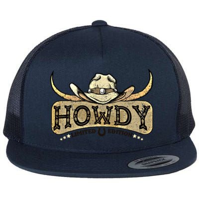 Howdy Funny Cow Western Rodeo Horse Lover Cool Gift Flat Bill Trucker Hat