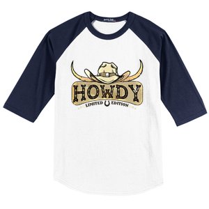 Howdy Funny Cow Western Rodeo Horse Lover Cool Gift Baseball Sleeve Shirt