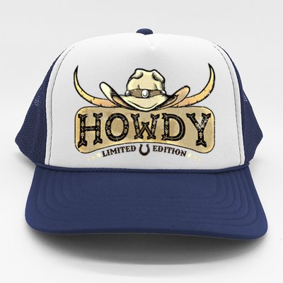 Howdy Funny Cow Western Rodeo Horse Lover Cool Gift Trucker Hat