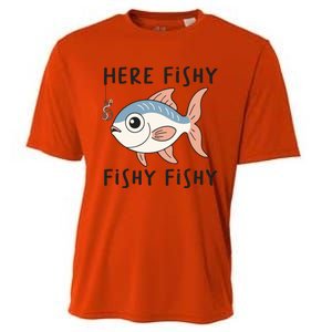 Here Fishy Cute Fish Funny Fishing Lover Funny Gift Cooling Performance Crew T-Shirt