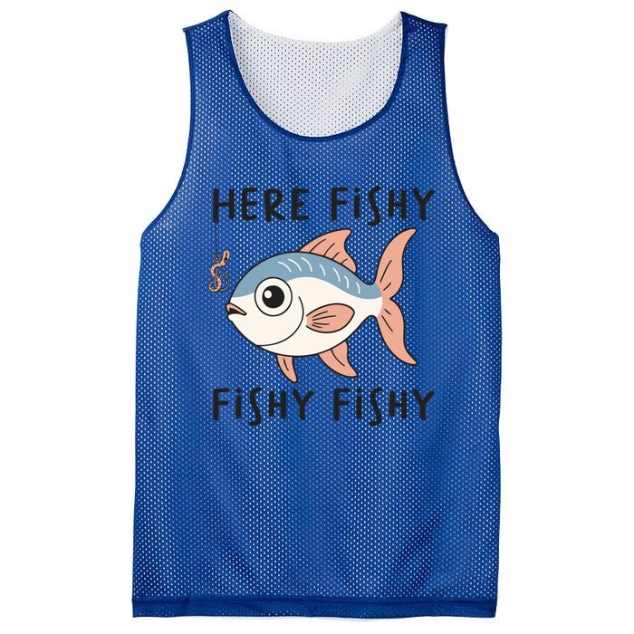 Here Fishy Cute Fish Funny Fishing Lover Funny Gift Mesh Reversible Basketball Jersey Tank