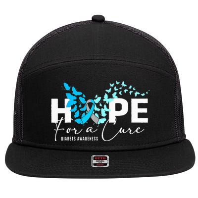 Hope For Cure Diabetes Awareness Butterfly Type 1 Diabetes 7 Panel Mesh Trucker Snapback Hat