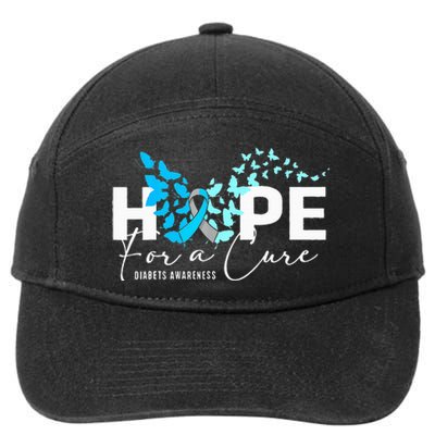 Hope For Cure Diabetes Awareness Butterfly Type 1 Diabetes 7-Panel Snapback Hat