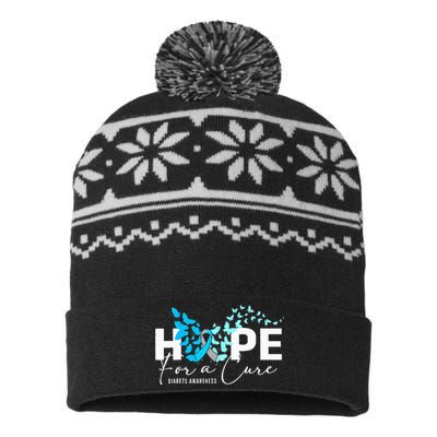 Hope For Cure Diabetes Awareness Butterfly Type 1 Diabetes USA-Made Snowflake Beanie