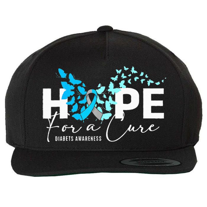 Hope For Cure Diabetes Awareness Butterfly Type 1 Diabetes Wool Snapback Cap