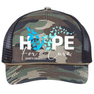 Hope For Cure Diabetes Awareness Butterfly Type 1 Diabetes Retro Rope Trucker Hat Cap