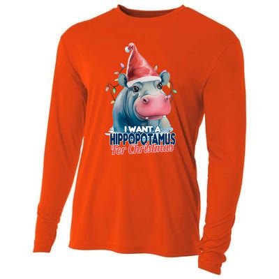 Hippopotamus For Christmas Cooling Performance Long Sleeve Crew