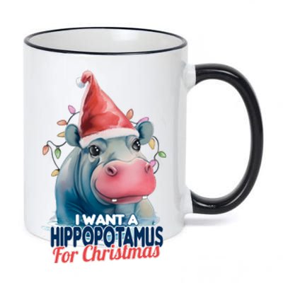 Hippopotamus For Christmas 11oz Black Color Changing Mug