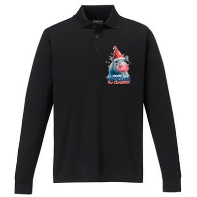 Hippopotamus For Christmas Performance Long Sleeve Polo