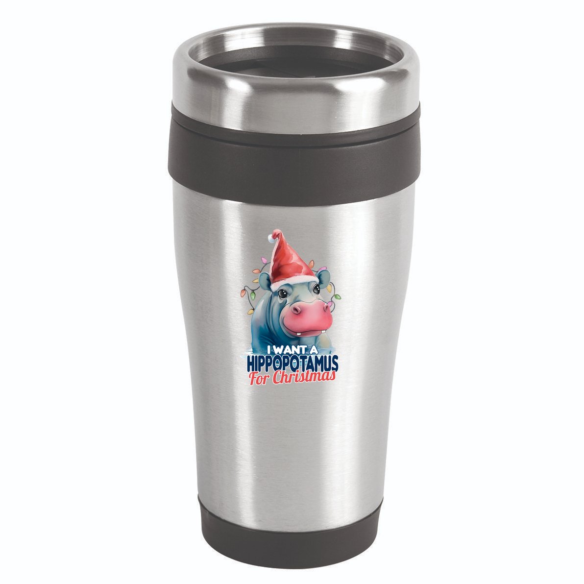 Hippopotamus For Christmas 16oz Travel Tumbler