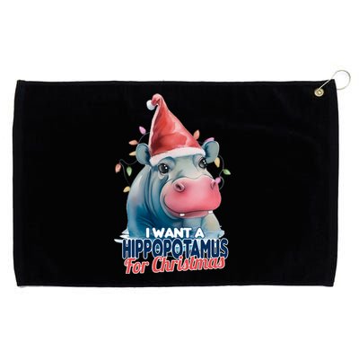 Hippopotamus For Christmas Grommeted Golf Towel