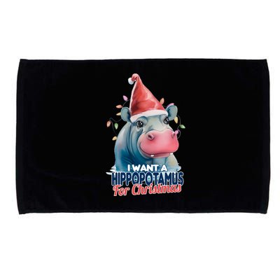 Hippopotamus For Christmas Microfiber Hand Towel