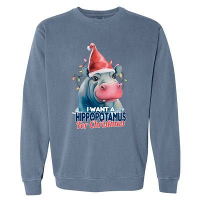 Hippopotamus For Christmas Garment-Dyed Sweatshirt