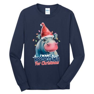 Hippopotamus For Christmas Tall Long Sleeve T-Shirt