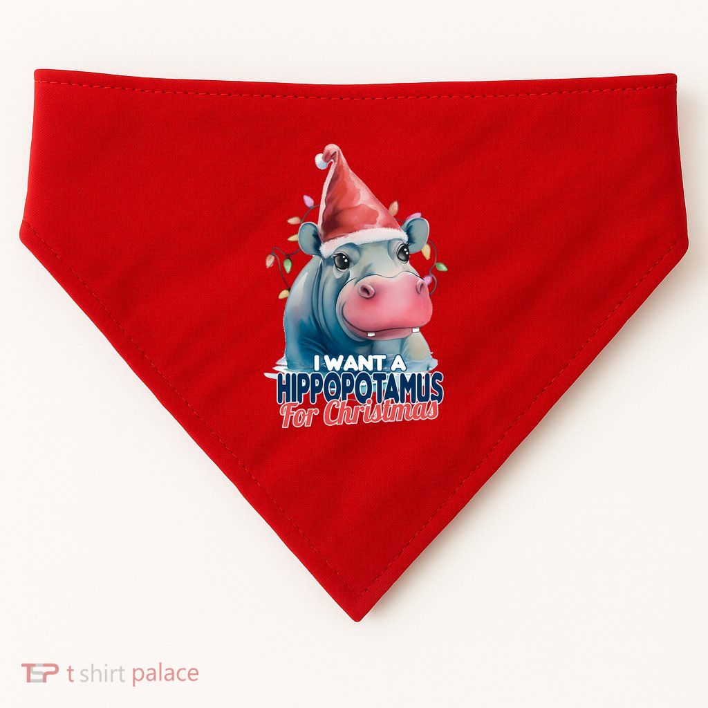 Hippopotamus For Christmas USA-Made Doggie Bandana