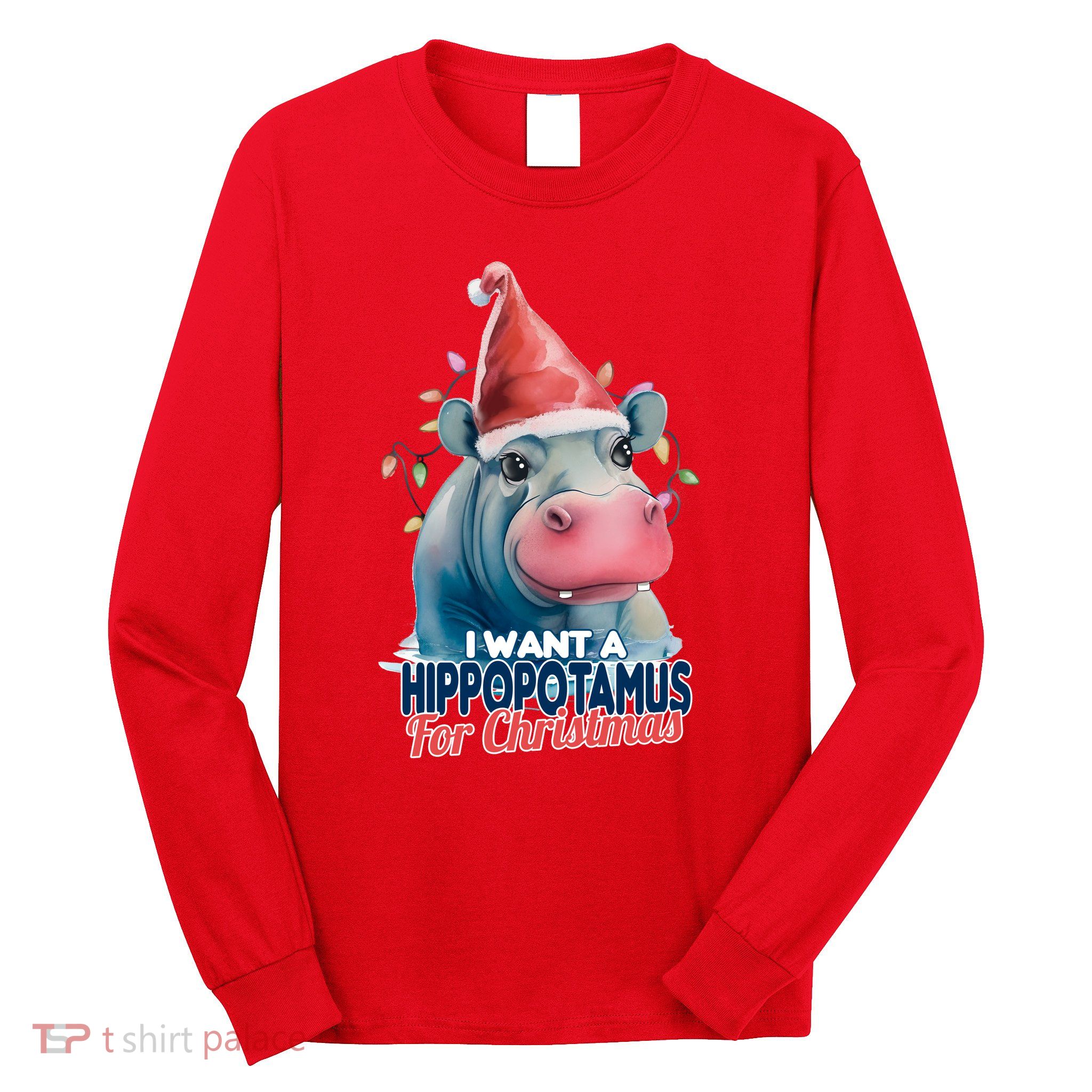 Hippopotamus For Christmas Long Sleeve Shirt
