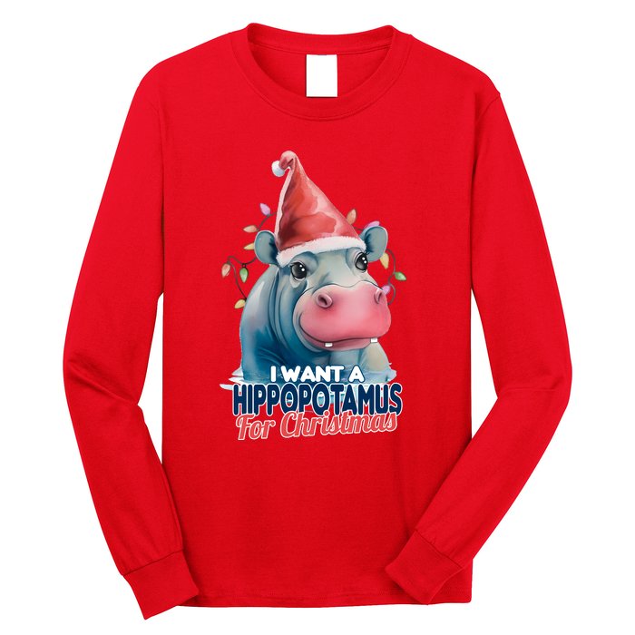 Hippopotamus For Christmas Long Sleeve Shirt