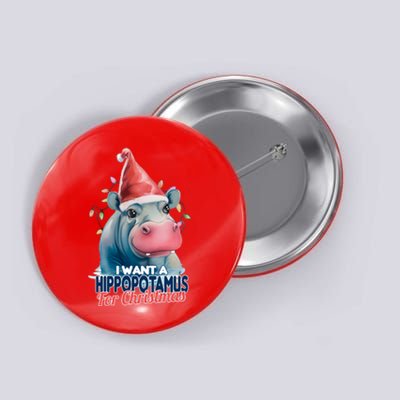 Hippopotamus For Christmas Button