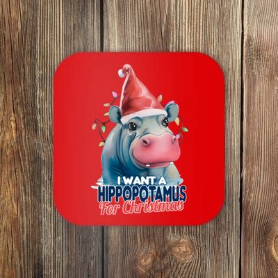 Hippopotamus For Christmas Coaster