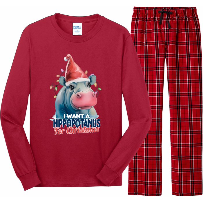 Hippopotamus For Christmas Long Sleeve Pajama Set