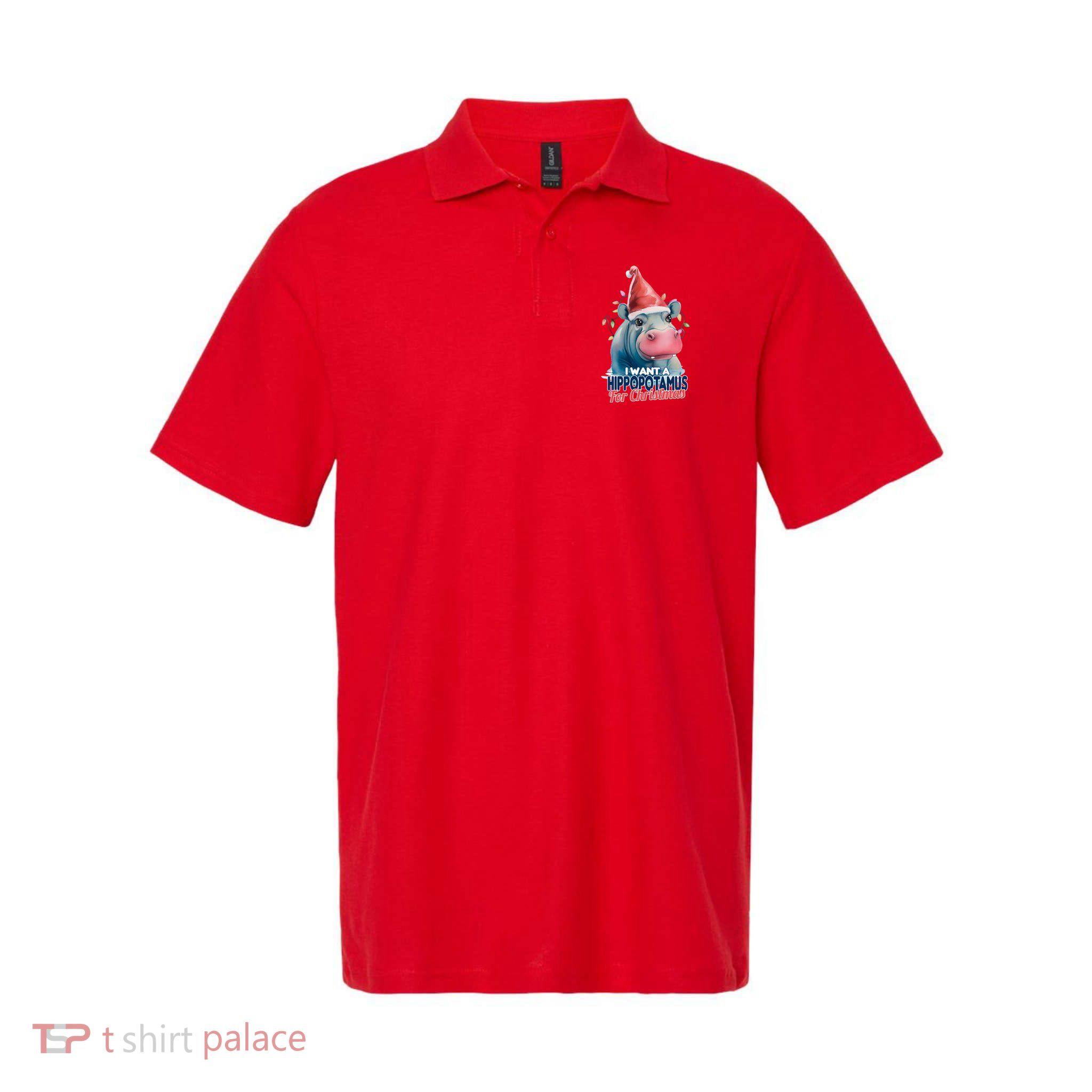 Hippopotamus For Christmas Softstyle Adult Sport Polo
