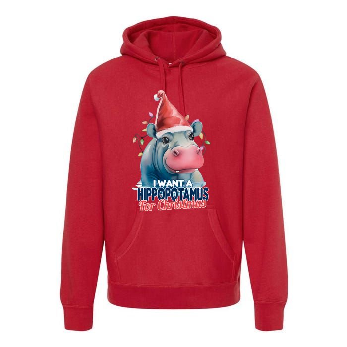 Hippopotamus For Christmas Premium Hoodie