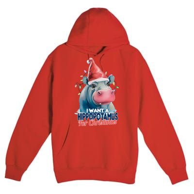 Hippopotamus For Christmas Premium Pullover Hoodie