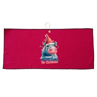 Hippopotamus For Christmas Large Microfiber Waffle Golf Towel