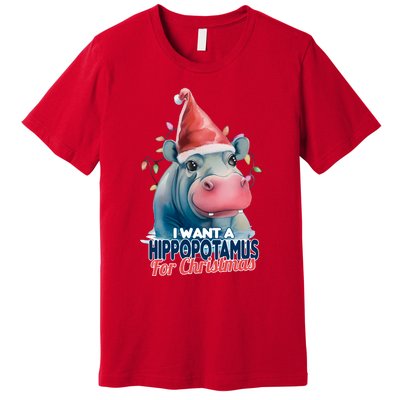 Hippopotamus For Christmas Premium T-Shirt