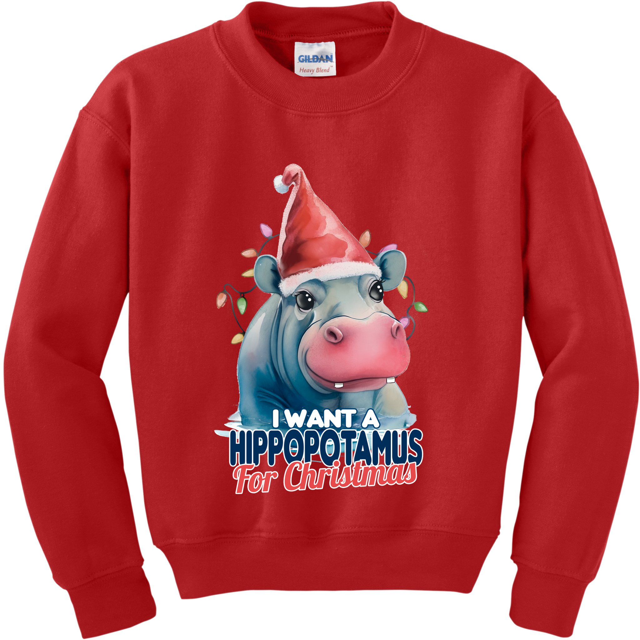 Hippopotamus For Christmas Kids Sweatshirt