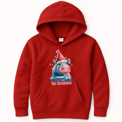 Hippopotamus For Christmas Kids Hoodie