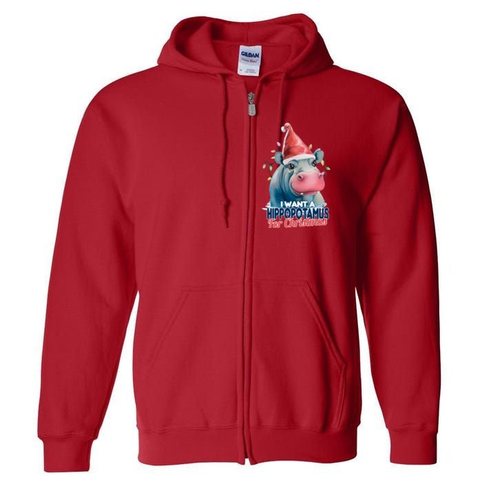 Hippopotamus For Christmas Full Zip Hoodie