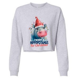 Hippopotamus For Christmas Cropped Pullover Crew