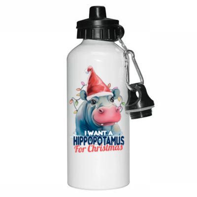 Hippopotamus For Christmas Aluminum Water Bottle 