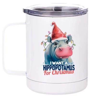 Hippopotamus For Christmas 12 oz Stainless Steel Tumbler Cup