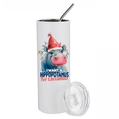 Hippopotamus For Christmas Stainless Steel Tumbler