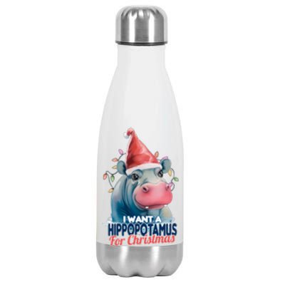 Hippopotamus For Christmas Stainless Steel Insulated Water Bottle