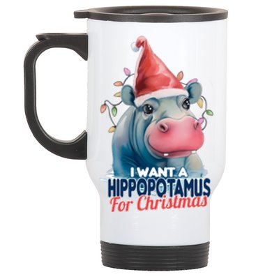 Hippopotamus For Christmas Stainless Steel Travel Mug