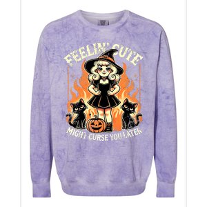 Halloween Feelin Cute Might Curse You Later Colorblast Crewneck Sweatshirt