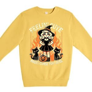 Halloween Feelin Cute Might Curse You Later Premium Crewneck Sweatshirt