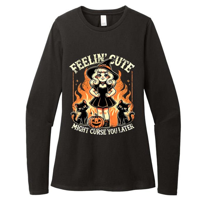 Halloween Feelin Cute Might Curse You Later Womens CVC Long Sleeve Shirt