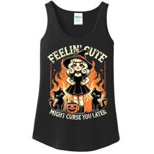 Halloween Feelin Cute Might Curse You Later Ladies Essential Tank