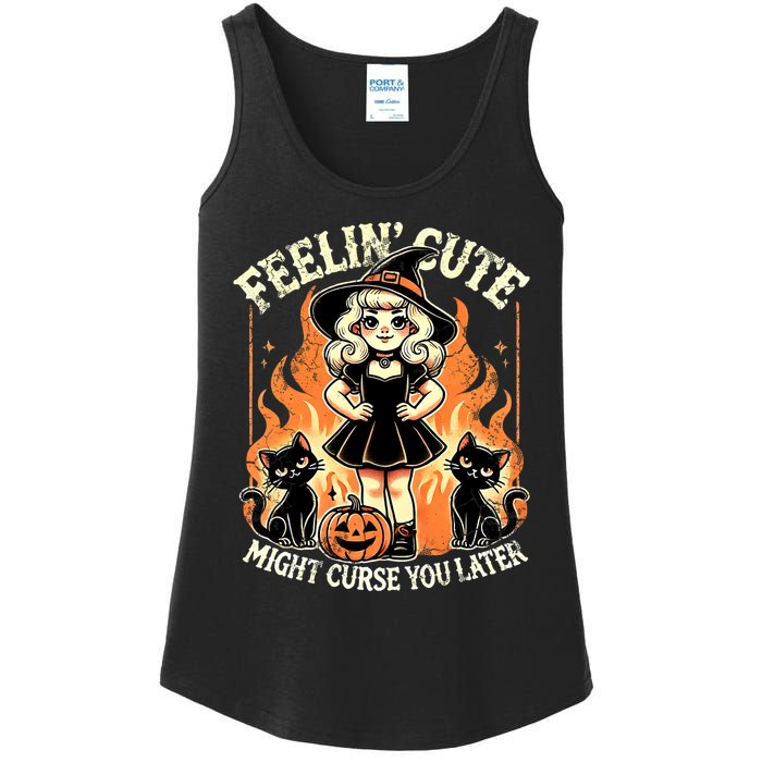 Halloween Feelin Cute Might Curse You Later Ladies Essential Tank