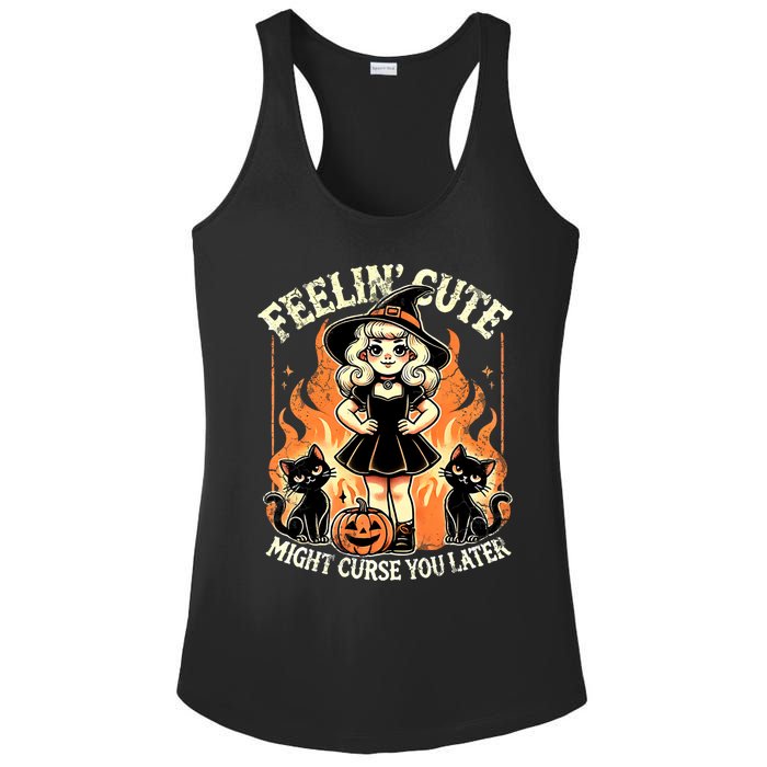 Halloween Feelin Cute Might Curse You Later Ladies PosiCharge Competitor Racerback Tank