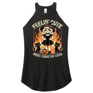 Halloween Feelin Cute Might Curse You Later Women's Perfect Tri Rocker Tank