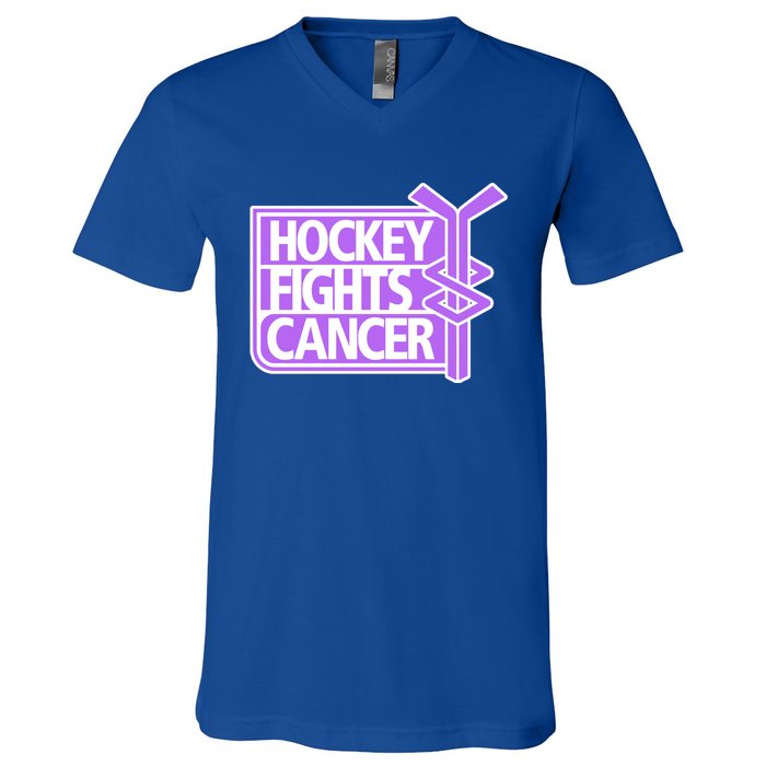 Hockey Fights Cancer Great Gift V-Neck T-Shirt