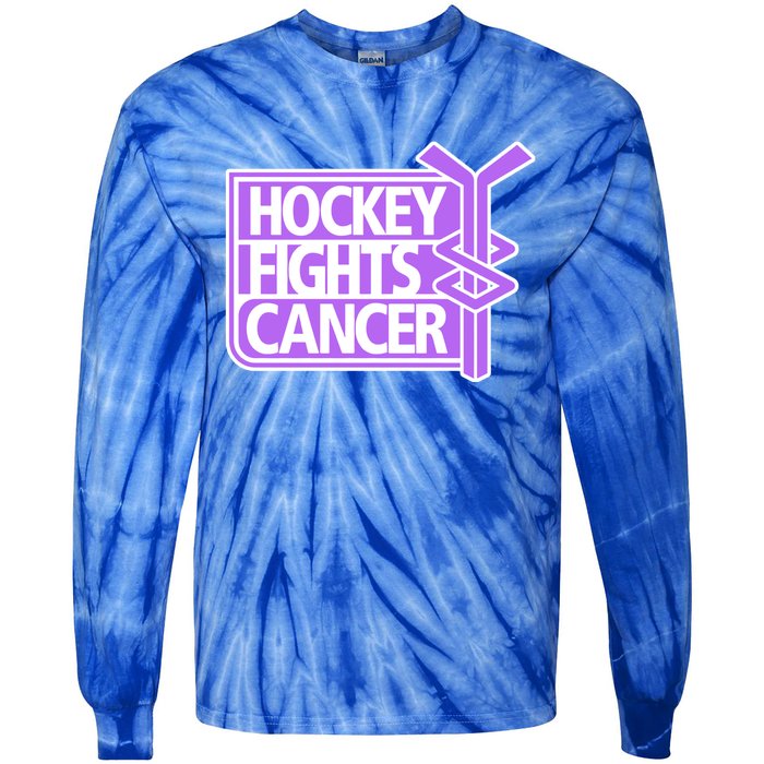 Hockey Fights Cancer Great Gift Tie-Dye Long Sleeve Shirt