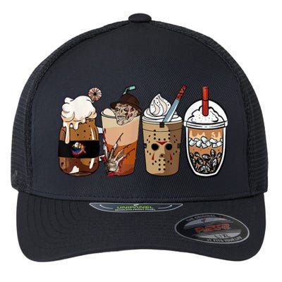 Horror Fall Coffee Pumpkin Spice Latte Iced Autumn Halloween Cool Gift Flexfit Unipanel Trucker Cap