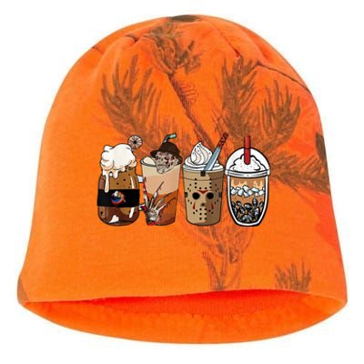 Horror Fall Coffee Pumpkin Spice Latte Iced Autumn Halloween Cool Gift Kati - Camo Knit Beanie