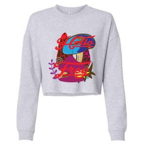 Hello Frog Cute Frog Funny Frog Lover Cropped Pullover Crew